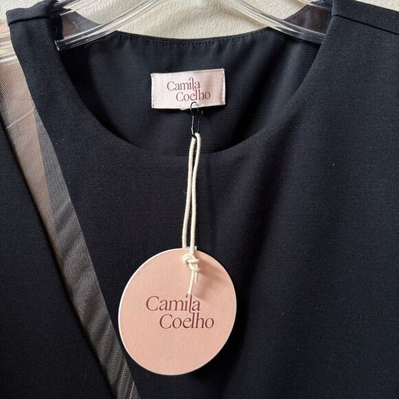 Camila Coelho Alex Maxi Dress in Black Asymmetric Cutout Column Slit XS FLAWS - Picture 6 of 15